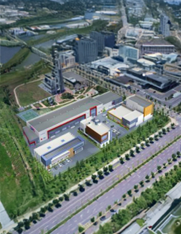 자사 본사 전경 - 산업 단지 내 위치한 친환경 본사 건물 조감도